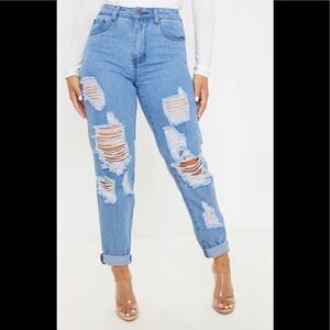 PLT Petite Mid Wash Ripped Jeans